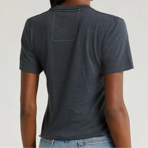 Aviator Nation Logo Boyfrined Tee Size L Charcoal Rainbow Blue Logo Cotton - Picture 4 of 4